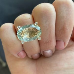 Antonini Green Amethyst and diamond Ring in 18k rose gold